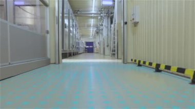 Yiyecek fabrikasındaki akıllı taşıyıcı. Akıllı gıda üretimi. Akıllı gıda fabrikası.