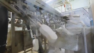 Freezing ice cream at the factory. Automatic production of ice cream. Ice cream production at the factory.