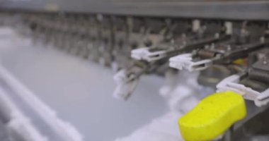 Freezing ice cream at the factory. Automatic production of ice cream. Ice cream production at the factory.