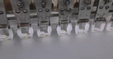 Freezing ice cream at the factory. Automatic production of ice cream. Ice cream production at the factory.