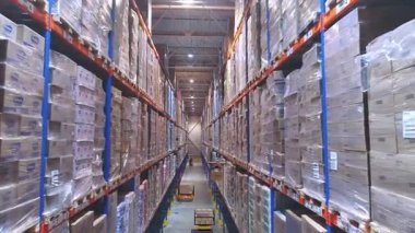 Otomatik depo, gelecekteki depo rafları, gelecekteki depo konsepti.