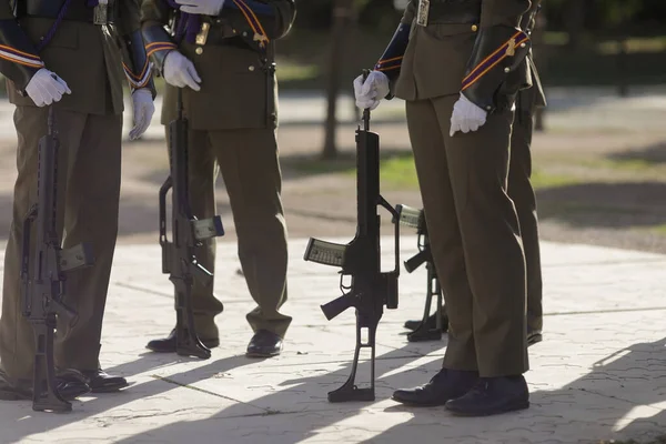 Castellon Plana Hiszpania Listopada 2022 Hiszpańscy Żołnierze Podczas Ceremonii Wojskowej — Zdjęcie stockowe