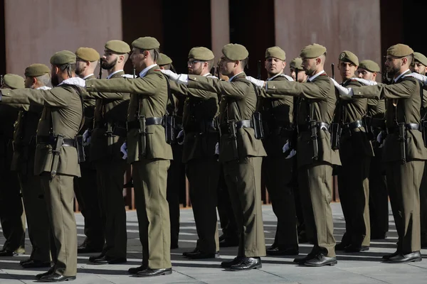 西班牙卡斯特隆 德拉普朗亚 2022年11月11日 西班牙士兵在军事仪式上 — 图库照片