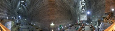 Panorama (multiple images stacked) with the Slanic salt mine. clipart