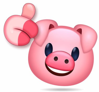 cute pig with a red piggy and a baby on a pink background