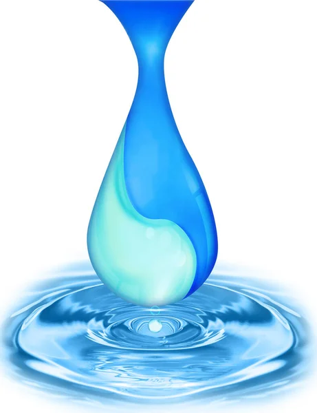 Kék Csepp Fröccsenő Folyó Víz — Stock Fotó