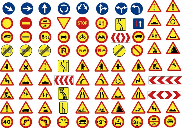 Дорожные Знаки Знаки Движения Предупреждающие Знаки — стоковый вектор