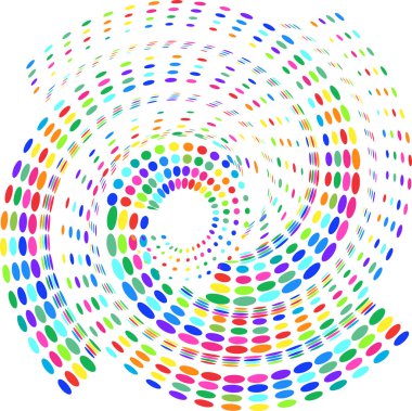 Renkli noktalı daire, dairesel element. Dairesel, konsantre ve radyal element