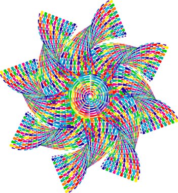 Renkli spiral, girdap, dönme elementi. Helix, volta ve girdap ikonu, renkli soyut konsantrasyon ve radyal çizgiler. Sarmal, girdap, girdap elementi