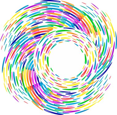 Renkli spiral, girdap, dönme elementi. Radyal, yayılan döngü, volt biçimi