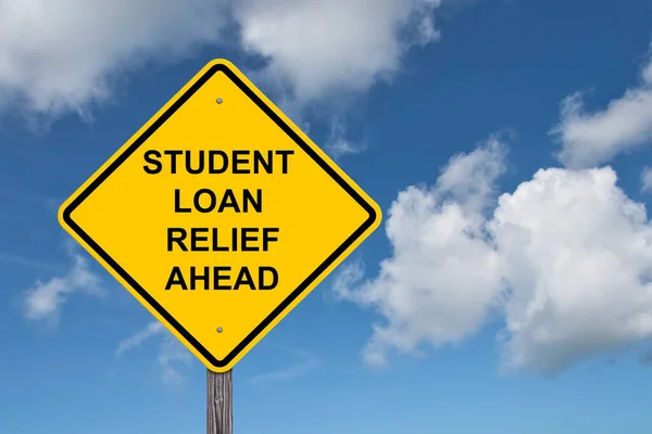 Student Loan Relief Ahead Caution Sign Sfondo Cielo Blu — Foto Stock