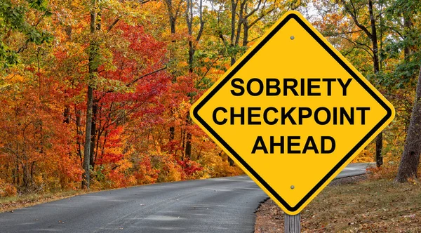 Sobriety Checkpoint Ahead Caution Sign Autumn Background — Stok Foto