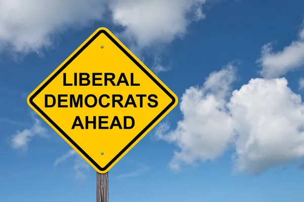 Výstražné Znamení Liberálních Demokratů Před Námi — Stock fotografie