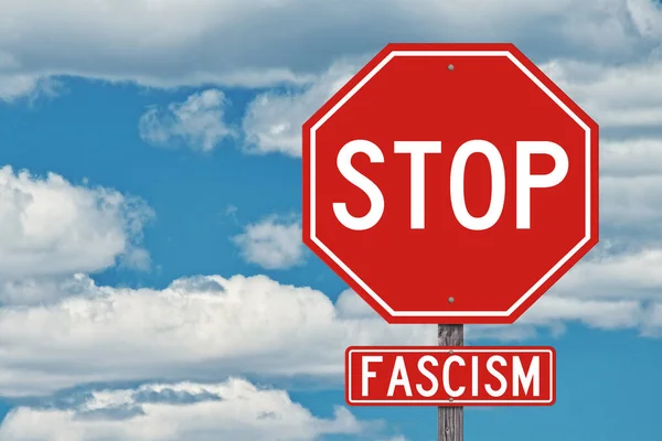 Stop Fascism Sign Blue Sky Background — Stock Photo, Image