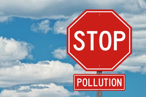 Stop Pollution Red Avertissement Signe — Photo
