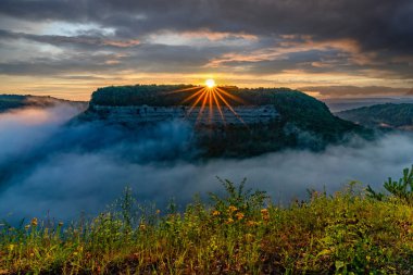 Sunrise At The Archery Field Overlook In Letchworth State Park In New York clipart