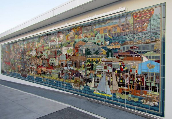 Фреска Гильермо Вагнера Гранизо, посвященная городу Монтерей, конференц-центр Монтерей, Калифорния, США.