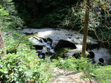 Kanaka Creek, Kanaka Creek Bölgesel Parkı, Maple Ridge, British Columbia, Kanada 'nın katı kaya yatağı.