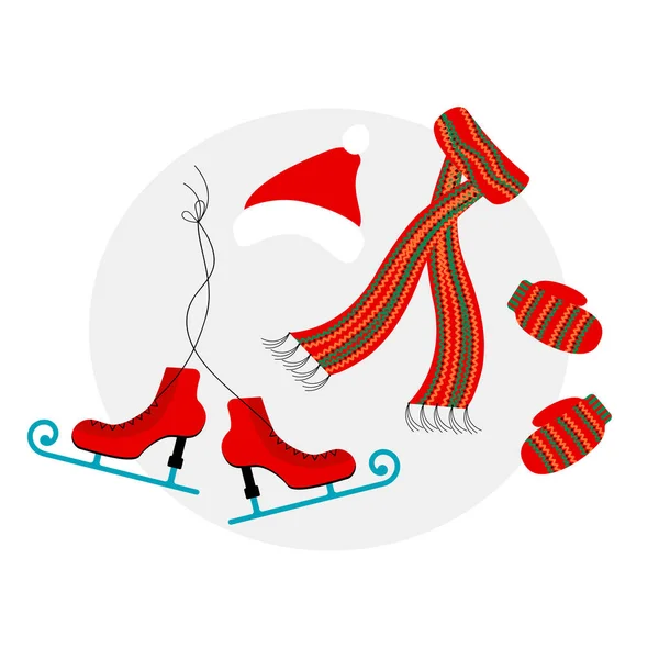 Conjunto Accesorios Invierno Lindos Sombrero Rojo Santa Claus Bufanda Lond — Archivo Imágenes Vectoriales