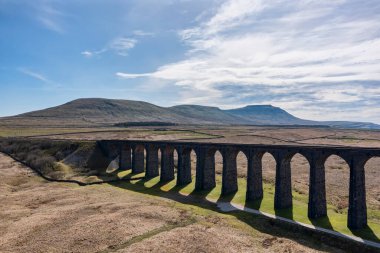 ribblehead viaduct and ingleborough in the yorkshire dales from the east summer day no people clipart