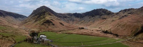 High Panoramic View Fleetwith Pike Haystacks Honister Pass Buttermere Lake — Stock Photo, Image