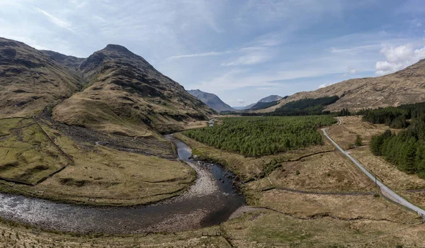 Glen Coe Skoçya Açıklarındaki Glen Etive Güney Manzaralı Panorama Bakıyor — Stok fotoğraf