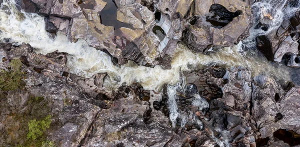 stock image waterfalls on the river orchy on scotland top down view