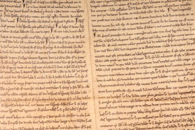 Almanca ortaçağ el yazması el yazmasının sayfasının kapanışı