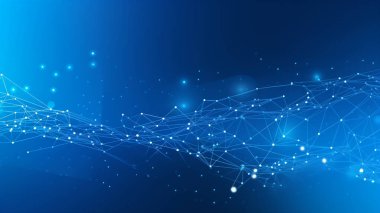 Teknoloji arka planı Soyut Teknoloji Ağı Resimlerin Geleceği Noktalama Dalgası.