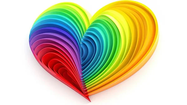 Símbolo Amor Lgbt Forma Coração Arco Íris Fundo Branco Gay — Fotografia de Stock
