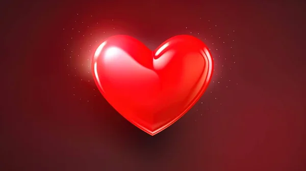 Symbol Der Liebe Und Valentins Rote Herzform Isoliert Auf Rotem — Stockfoto