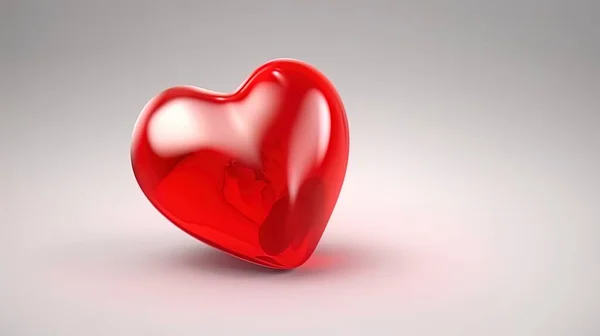 Aşkın Sembolü Sevgililer Günü Nün Kırmızı Kalbi Beyaz Arka Planda — Stok fotoğraf