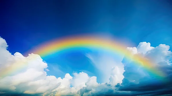Fantastic Vivid Rainbow Sky view Beautiful sky and clouds with rainbow background.