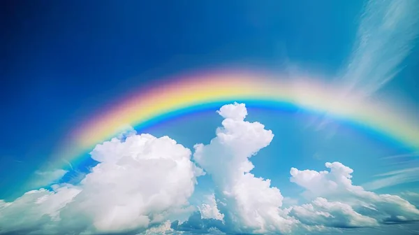Fantástico Vivid Rainbow Sky Vista Céu Bonito Nuvens Com Fundo — Fotografia de Stock