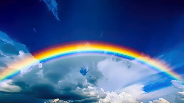 Fantástico Vivid Rainbow Sky Vista Céu Bonito Nuvens Com Fundo — Fotografia de Stock