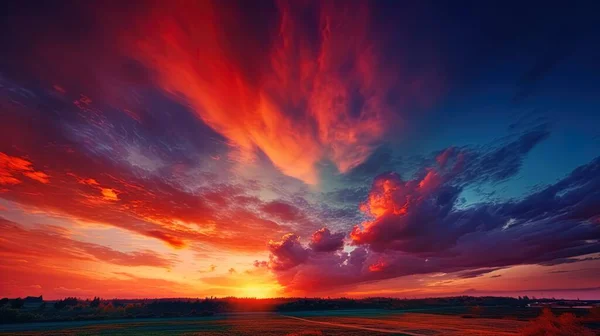 Fantastický Výhled Krásný Západ Slunce Obloha Soumrak Krát Nebe Mraky — Stock fotografie