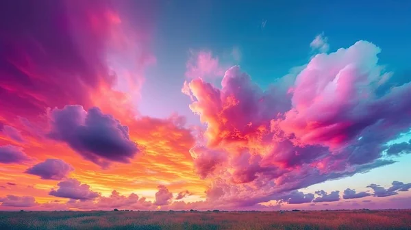 Fantastický Výhled Krásný Západ Slunce Obloha Soumrak Krát Nebe Mraky — Stock fotografie