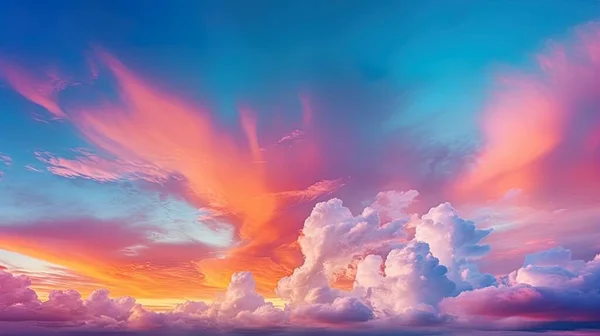 Fantastik Manzara Güzel Günbatımı Gökyüzü Alacakaranlık Zaman Gökyüzü Dramatik Arkaplan — Stok fotoğraf