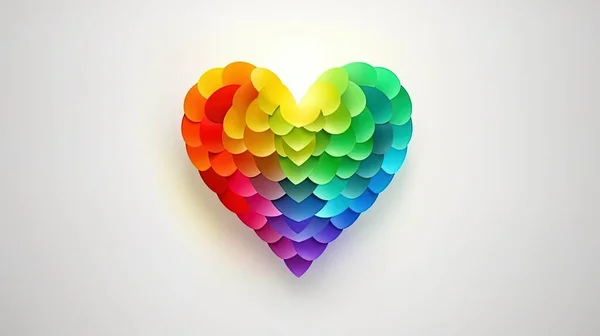 Symbol of LGBT Love rainbow heart shape on white background. Gay pride rainbow symbolic in heart shapes