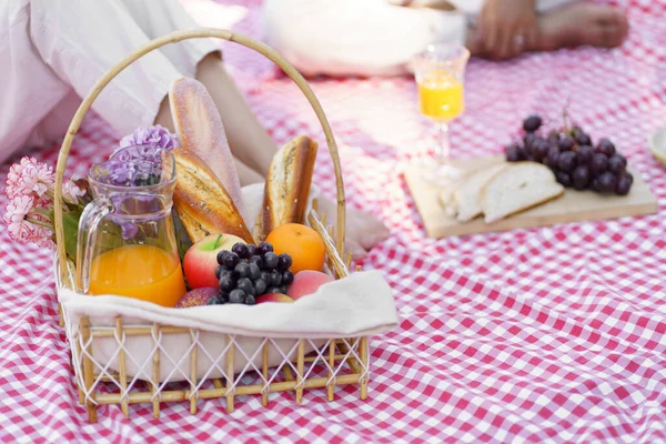 Picnic Lunch Meal Outdoors Park Food Picnic Basket Enjoying Picnic — Stock fotografie