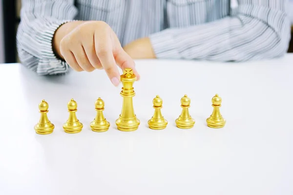 Human Resources Concept Career Management Clasped Hands Planning Strategy Chess — Stock Photo, Image
