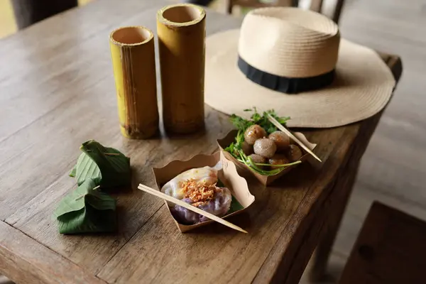 Traditioneel Thais Eten Thais Gestoomd Varkensvlees Dumplings Tafel Oosters Voedselconcept — Stockfoto