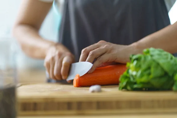 stock image Prepare food woman is preparing vegetable salad in the kitchen Healthy Food Healthy Cooking