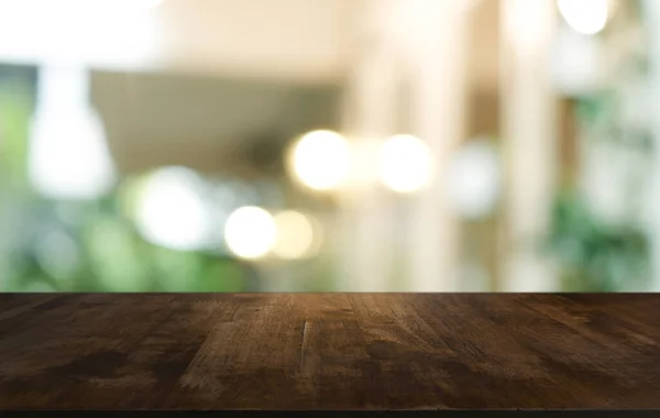 stock image Wood Table Top in Blur Background room interior with empty copy space 