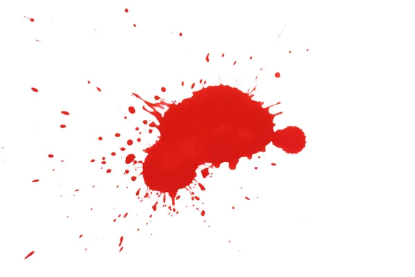血が飛び散った 水彩画の赤い塊 ハロウィーンのための現実的な流血のスプラッター血の概念のドロップ — ストック写真