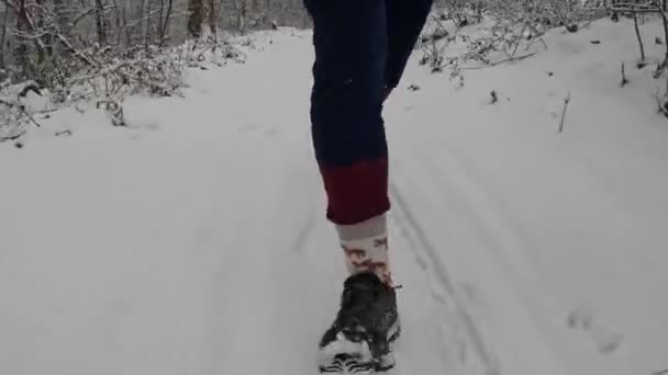 Unknown Male Jogging Winter Running Shoes Snow Running All Kinds — Stock Video
