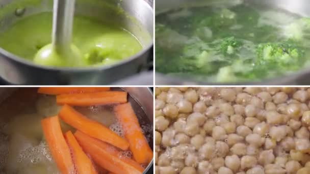 Ποικιλία Τροφίμων Υπέροχη Ποικιλία Γευμάτων Χορτοφαγικά Κολάζ Φαγητού Βίντεο Banner — Αρχείο Βίντεο