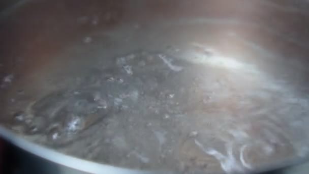 Água Fervente Uma Panela Água Quente Para Cozinhar Foco Seletivo — Vídeo de Stock