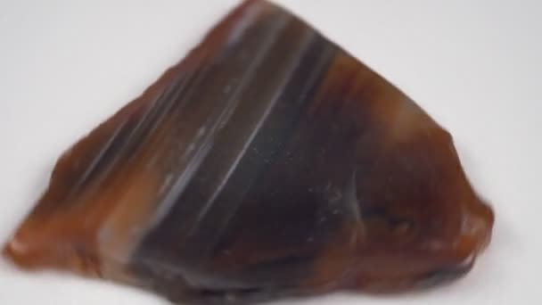Piedra Ágata Piedra Preciosa Mineral Amuleto Protección Fondo Blanco — Vídeo de stock
