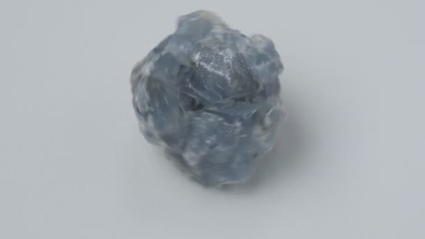Blue Crystal Mineral Stone Abstract Technological Mineral Celestine Black Backround — Vídeo de stock